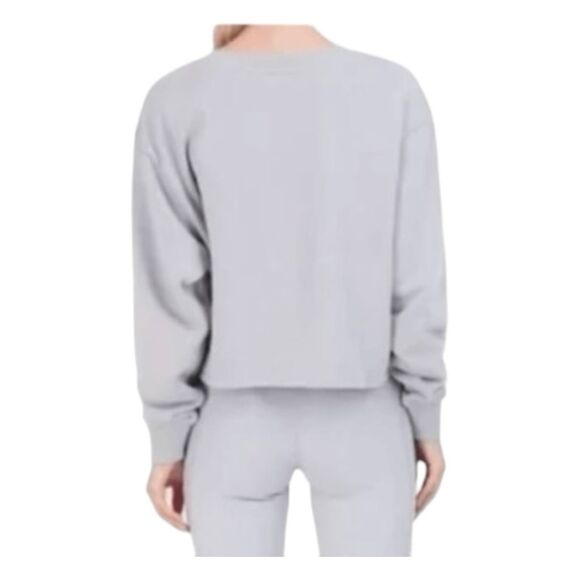 90 Degree By Reflex Cropped Sweatshirt Heather Gray Crewneck Long Sleeve M - Picture 2 of 7